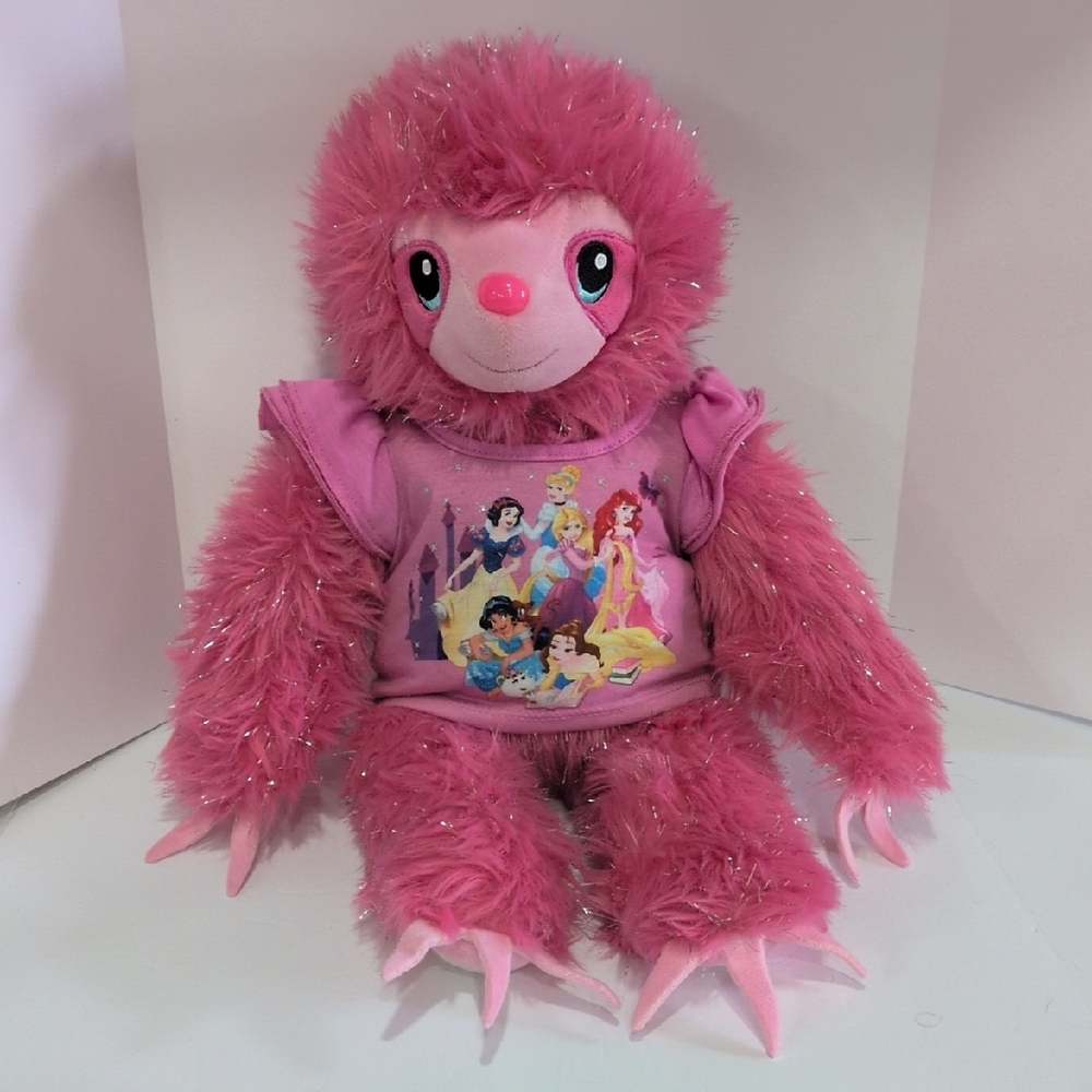Build A Bear Pink Plush Sloth Toy with Disney Princess Print Removable T-shirt